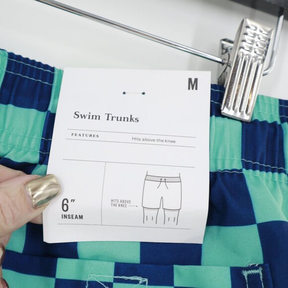 Goodfellow & Co Checkered Swim Trunk Short Men M Blue Beach Vacation Pool Resort - Picture 7 of 15